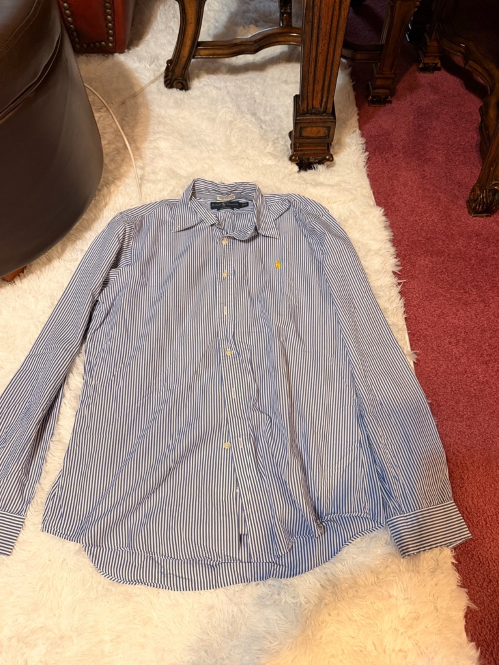 Polo by Ralph Lauren Blue and White Striped Dress Shirt